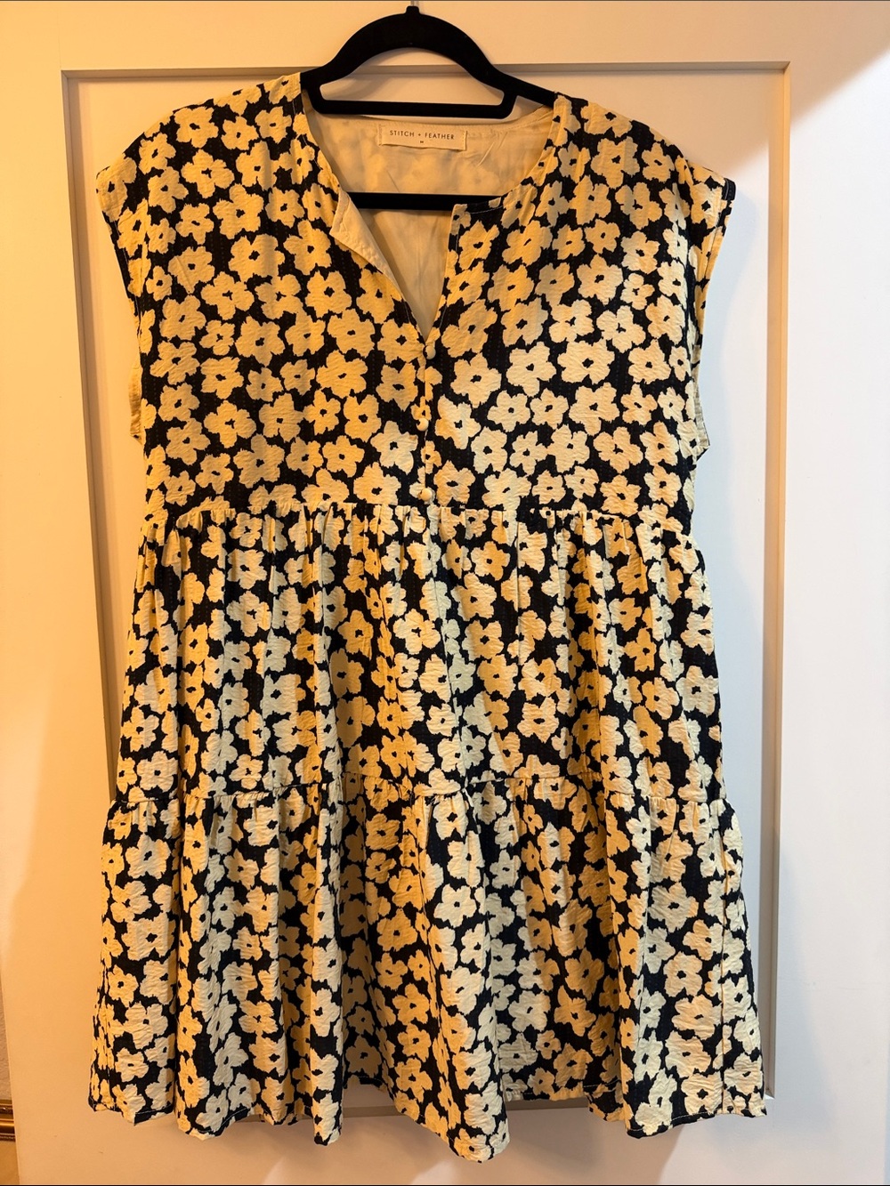Black and Cream Floral Mini Dress